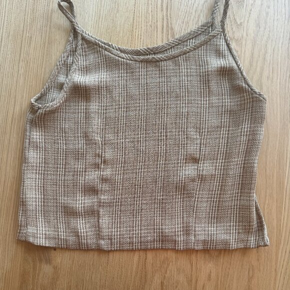 Cutest vintage tan/brown check tank top - Picture 2 of 6